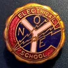 RARE Antique 1910s 1920s NYES New York Electrical School Enamel Pin Badge  picture