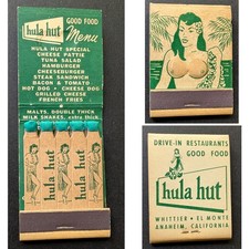 Girlie Feature Matchbook Hula Hut Drive-In Restaurant Whittier CA picture