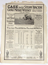 VTG ORIGINAL 1913 J I CASE STEAM COAL TRACTOR ADVERTISING 2-SIDED SHEET 9x12