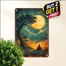 Romantic Tree Of Dreams Moonlit Night Sky Metal Tin Sign Fantasy Bedroom Art picture