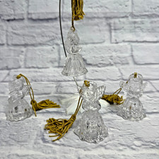 Set of 4 GORHAM Full Lead Crystal ANGEL Christmas Ornaments picture