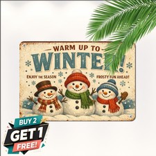 Snowplace Like Home Winter Snowman Tin Sign Christmas Holiday Metal Wall Decor picture