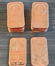 Lot of 14 Copper Bars 1 oz Each .999 Fine Copper AVDP OZ Walking Liberty picture
