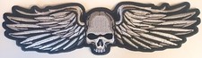 SKULL WINGS JACKET WEST BACK BIKER PATCH [11.0 X 3.0 -IRON ON SEW ON] picture