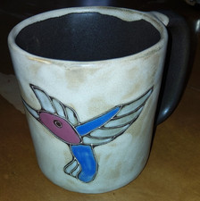 Vintage Mara Mexico Stoneware Art Pottery Hummingbird/Dragonfly Coffee Mug picture