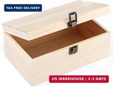 Unfinished Wood Box with Hinged Lid, 9.2 x 5.5 x 3.9 In | Hinged Lid and picture