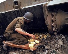 US Engineer Packing Explosives Under a German Tiger Tank WWII 8x10 Photo 65a picture