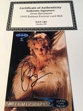 1995 BATMAN TRADING CARD HAND SIGNED MOVIES DREW BARRYMORE picture