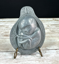 Vtg 1950-60s Parke-Davis Tabron Pharmaceutical Fetus Baby Pewter Paperweight picture