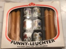 Vintage Funny Leuchter Porcelain Candle Holder Set West Germany Butterflies picture