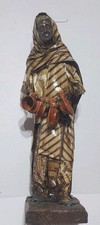 Ethnic Dressed Paper Mache Old Woman Figurine Carrying  Pottery 13.5