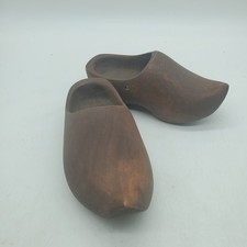 Vintage Hand-Carved Dutch Wooden Clogs Made in Holland Folk Art Shoes Dutch picture