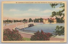 Bridge~Entrance to Davis Islands Bridge Tampa Florida~Vintage Postcard picture