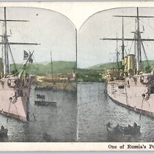 c1910s WWI Russian Empire Cruiser Battleship Stereoview Steamship Military V34 picture