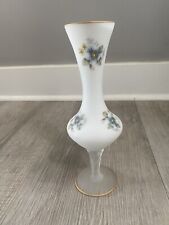 Vintage Italian White Satin Glass Bud Vase with Flowers Norleans Estate picture