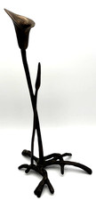Vintage Signed Scott Nelles Bronze Calla Lily Candle Holder Sculpture 17