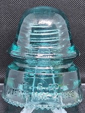 H.G.CO. Petticoat Glass Insulator Aqua Blue Green Patent May 2 1893 CD 145 picture