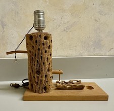 Vintage Cholla Cactus Wood Lamp Rustic Southwest Western Décor Tested Working picture