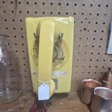 Vintage 1960 Bell System Western Electric Yellow Rotary Wall Phone Model 554 picture