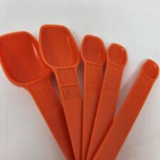 Vintage Tupperware Retro Orange Set 5 Nesting Hanging Measuring Spoons & D Ring picture