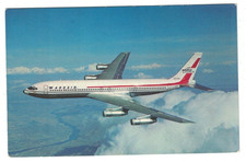 VINTAGE WARDAIR CANADA BOEING 707-320C JET IN FLIGHT POSTCARD picture