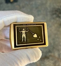 Blackbeard’s Flag 1718 “No Quarter” Zippo Armor Brass  Deep Engraved Jolly Roger picture