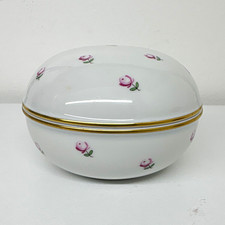 Augarten Wien Austria Porcelain Trinket Box w/ Lid Pink Floral Gold Trim picture