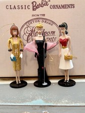 VTG 1995 Set Of 3 Classic Barbie Heirloom Ornaments Ashton Drake In Box #93624 picture