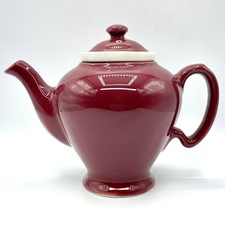Vintage McCormick Tea Co. 1930s Burgundy Ceramic Teapot w/ Infuser Baltimore USA picture