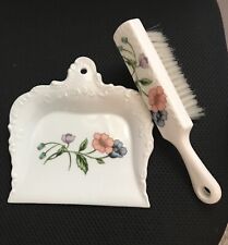 Vintage Porcelain Dustpan & Brush Crumb. Purple and Blue. Very Nice.  picture