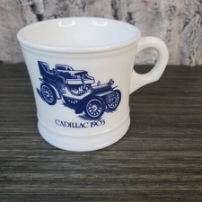 VIntage Surrey Shaving Mug Cadillac 1903 Coffee Cup Milk Glass Antique Car Image picture