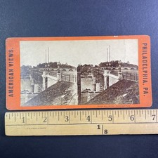 Girard Avenue Bridge Stereoview Philadelphia PA American Views 1870s Flat Mount picture