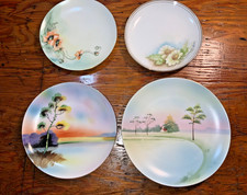 Vintage Lot 4 Gold Rim Various Hand Painted Plates Scenic Views Floral Japan picture