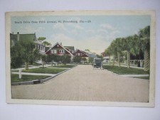 BEACH DRIVE FROM 5TH FIFTH AVENUE POSTCARD ST PETERSBURG FL FLORIDA 1923 picture