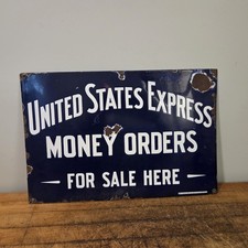 1930s Original SSP UNITED STATES EXPRESS MONEY ORDERS Advertising Porcelain Sign picture