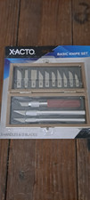 Vtge X-ACTO Deluxe Hobby Knife Set Wood Box Complete 3 Handles 10 Blades picture