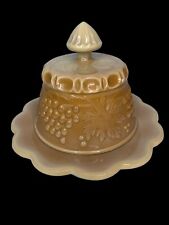 Slag Glass Round covered butter dish Chocolate Caramel 6