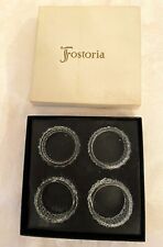 Set 4 Fostoria Heritage Diamond Pattern Glass Napkin Rings, Boxed picture