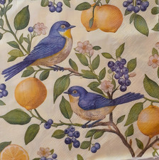 2 individual Paper Decoupage NAPKINS - BLUEBIRDS AND LEMONTREE picture