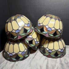 Tiffany Style Stained Glass Round Shade Mosaic Art Multicolor Set of 5 picture