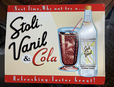 Stoli Stolichnaya Russian Vodka Metal Wall Sign Tin Bar  Garage 13.75x 11