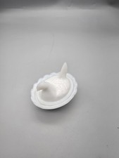 Vintage White Milk Glass Hen On Nest Covered Dish Chicken Trinket Candy Bowl picture