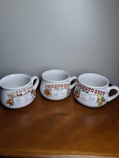 Vintage 1970s Ceramic Recipe Soup Mugs - Set of 3 (Excellent Condition) picture