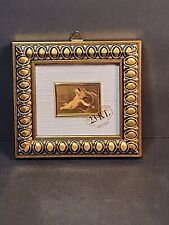 23kt Gold Leaf Cupid Cherub Angel Miniature Framed Art Italy Ornate picture