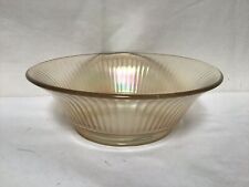 BB95 Antique Two Vintage 1930s Pearlescent Carnival Glass Ribbed Serving Bowl picture
