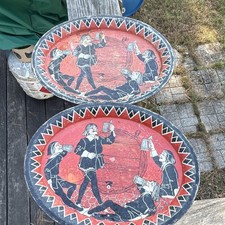 This is a Set Of 2 vintage 1930s Bavarian beer hall metal serving tray picture