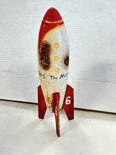 Rocket Toy Bank Cast Iron Rocket Moon Bank Painted Antique Finish 1959’s Style picture