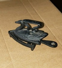 Miniature Cast Iron Swan Sadiron and Trivet Vintage picture