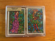 Vintage Whitman Goldcrest Twin Deck Sealed U.S. Revenue Tax Stamp Stained Glass picture