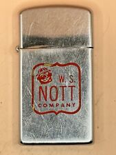 Vintage 1964 WS NOTT Company Advertising High Polish Chrome Slim Zippo Lighter picture